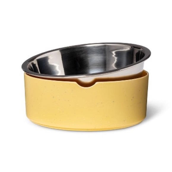 NEW 2 Boots & Barkley Yellow Speckle Melamine Dog Bowls, Large 28 oz